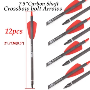 12X Archery 7.5" Crossbow Hunting Carbon Arrows Bolts Target Tips Bow Shooting  - Picture 1 of 6