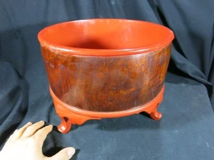 Edo Japanese Negoro Lacquer Basin with Legs Buddhist Temple Ritual Wash Bowl - Picture 1 of 10