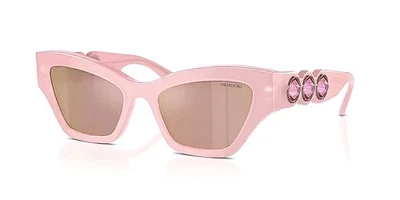 Óculos de sol Swarovski SK 6021 2001E4 cristais rosa claro leitoso bling com estojo - Imagem 1 de 4