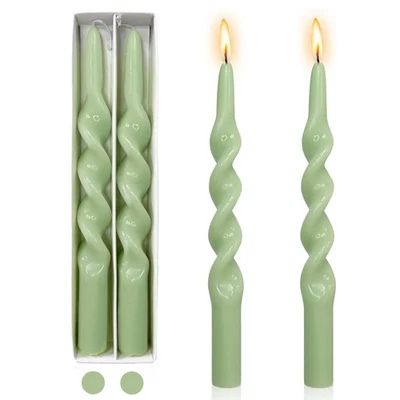 Vela cônica espiral castiçal verde - Gedengni conjunto de 2 velas torcidas longas... - Imagem 1 de 4