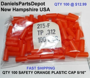 x100.312 SAFETY ORANGE PLASTIC PROTECTIVE END CAP MASKING COVER SLEEVE PLUG 5/16 - Picture 1 of 11