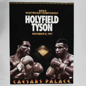 Evander Holyfield & Mike Tyson Signed Boxing Poster 1991 – COA JSA - Picture 1 of 4
