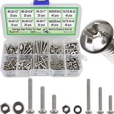 4-40 and 6-32 Machine Screws, Nuts Washer 280 pcs Pan Head Screws Small 