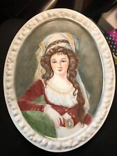 West Germany Oval Ceramic Porcelain Hand Painted Plate Portrait Woman Adeline