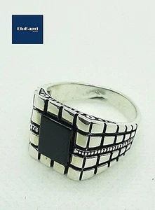 Anello uomo Argento 925 inciso con onice nera mis .25 - Foto 1 di 9