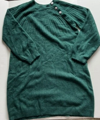 LOFT Ann Taylor драгоценности плеча кнопка свитер платье размер L блестящий изумруд - Изображение 1 из 4