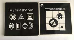Baby BLACK AND WHITE My Food Shapes + My First Shapes Board Books Fiona Bowden - Picture 1 of 2