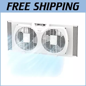 Portable 2-Speed Twin Window Fan with Exhaust & Reversible Airflow Control - Picture 1 of 10