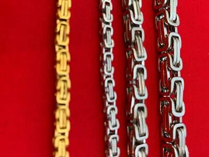 17.8-127cm Edelstahl Silber Oder Vergoldet 4/6/8MM Byzantiner Türkische Kiste - Bild 1 von 4