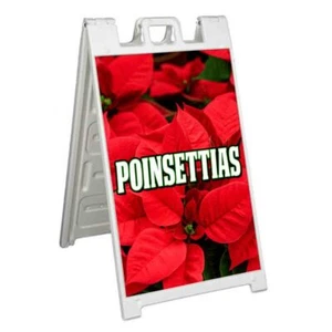 POINSETTIAS Signicade 24x36 Aframe Sidewalk Sign Banner Decal CHRISTMAS FLOWERS - Picture 1 of 9
