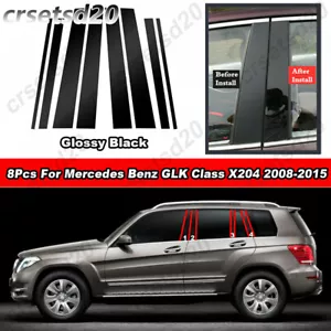 8Pcs Black Door Window Pillar Posts Panel Trim For Benz GLK Class X204 2008-2015 - Picture 1 of 12