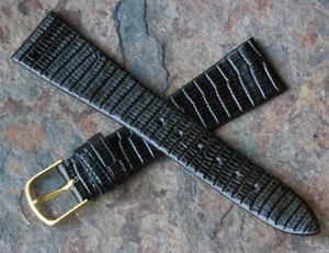 JB Champion black Genuine Lizard 20mm vintage watch band tapered-shape 1960s NOS - Picture 1 of 3