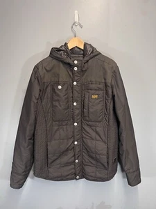 G-Star Jacket Medium Brown Quilted Overshirt Military Work Padded Denim Coat M - Picture 1 of 14