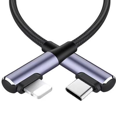 MOBILEKING Ladelabel Nylon Schnellladekabel 90° Winkel Kabel für Apple iPhone 14 13 12 11 X