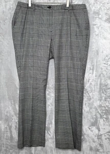 Talbots Raleigh Pants Womens 16W Black White Checked Plaid Flat Front Elastic - Picture 1 of 11