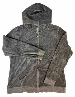 Made for Life Velour Hoodie Womens L Gray Full Zip Long Sleeve Jacket Gorpcore - Image 1 of 4