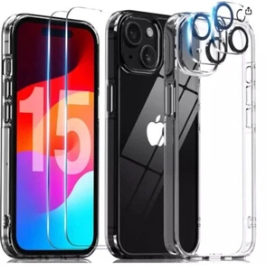 Funda protectora de pantalla de vidrio templado para iPhone 15 2 protectores de lente de cámara Aven - Imagen 1 de 8