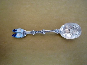 VINTAGE DELFT Sammlerstück SOUVENIR LÖFFEL 3" lang BLAU CLOG SCHUHE HOLLAND Windmühle - Bild 1 von 7