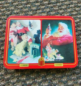 Coca Cola Christmas Santa Playing Cards Tin NEW Nostalgia Coke 1996 Two Decks T8 - Picture 1 of 6