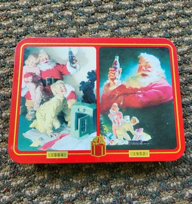 Coca Cola Christmas Santa Playing Cards Tin NEW Nostalgia Coke 1996 Two Decks T8 - Image 1 of 4
