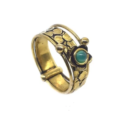 Lote de 8 anillos de latón ónix verde enchapados en latón joyería de moda talla 7 a 8 L469 Foto 1 de 4