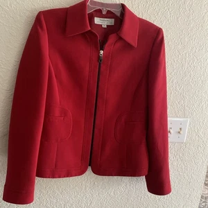 Tahari Women’s Zip Up Blazer, Size 8, Red - Picture 1 of 5