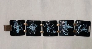 Vintage Copper Enamel Bracelet 7" Abstract - Picture 1 of 6