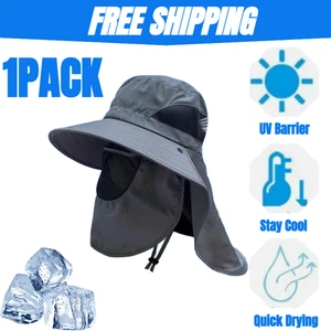 Wide Brim Sun Hat UV Protection Bucket hat For Hiking Camping Fishing Safari Men - Picture 1 of 4