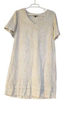 Nicole Miller Original V-Neck Linen Blend Shift Dress Minimalist Classic Sz L - Image 1 of 4