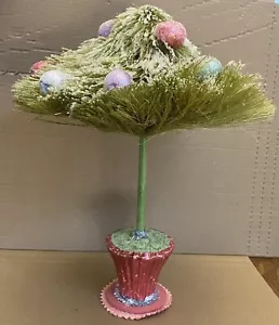 Easter bottle brush tree with glitter eggs, roughly 10.5 inches tall - Picture 1 of 6