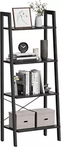 New-Ladder Shelf, 4-Tier Bookshelf, Storage Rack, Bookcase with Steel Fr - Picture 1 of 4