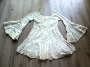 Byer California abito donna M bianco boho contadino manica a campana pizzo festival usato in ottime condizioni - Foto 1 di 12