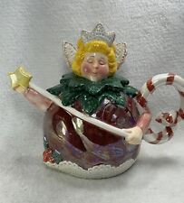 Vintage Department 56 Sugar Plum Fairy Christmas Teapot Candy Cane/Holly Handle