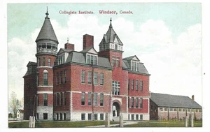 Windsor Ontario ON Postcard Collegiate Institute Street View Unused - Bild 1 von 2