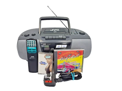 JVC RC-BX25BK Ghettoblaster Stereo tragbar CD Kassette Band Radio Tuner AM FM Vintage - Bild 1 von 4