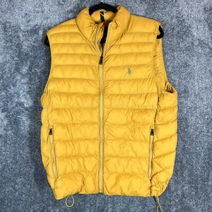 Polo Ralph Lauren Puffer Vest Mens Small Quilted Full Zip Performance Yellow - Picture 1 of 10