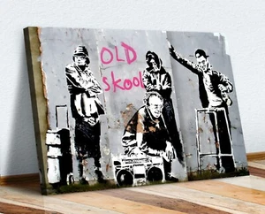 BANKSY DJ OLD SKOOL SCHULE LEINWANDKUNST BILD DRUCK KUNSTWERK GRAFFITI - Bild 1 von 8