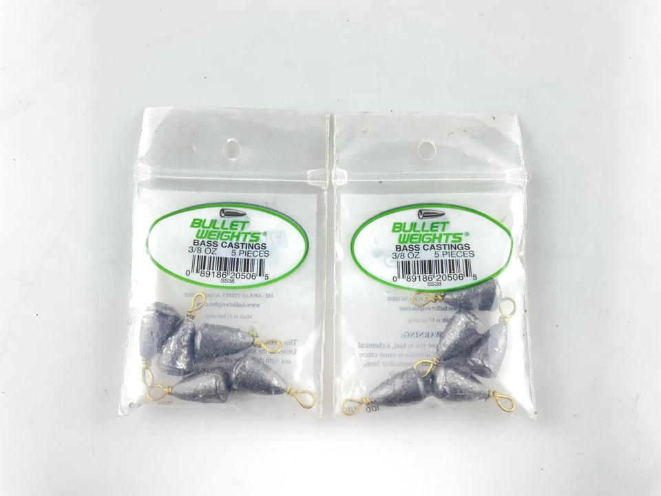 Bullet Weights Bass Castings 3/8 OZ paquete de 5 NUEVO LOTE DE 2 Foto 1 de 2