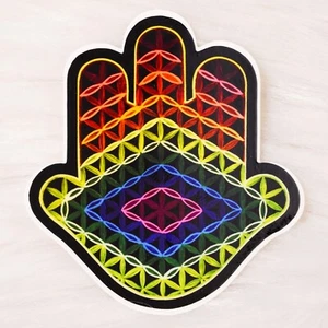 Hamsa Gottes Blume des Lebens Auge Vinyl wasserdichter Aufkleber Regenbogen Laptop Aufkleber - Bild 1 von 2