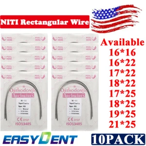 10Packs Dental Orthodontic NITI Arch Wires Rectangular Super Elastic 16*16 17*22 - Picture 1 of 20