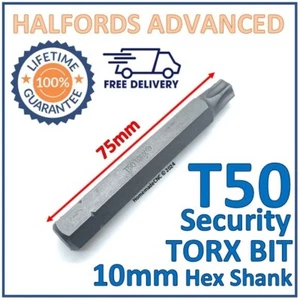 Broca de seguridad Halfords Advanced T50 Torx 10 mm vástago hexagonal 75 mm de largo - nuevo P&P gratis - Imagen 1 de 5