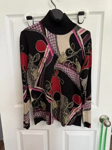 Chico’s Sweater Womens Size 1 Black Tassel Turtleneck Pullover Casual Medium 8 - Picture 1 of 6
