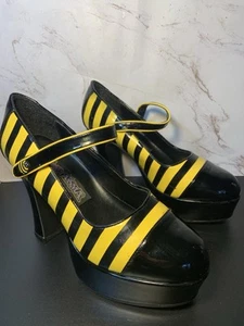FunTaisma black Yellow patent leather platform heels Cosplay Size 7 Funtasma - Picture 1 of 5