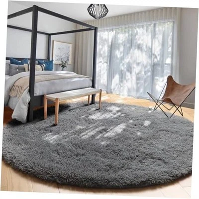  Alfombras redondas de 7 pies para sala de estar, círculo esponjoso peludo grande de 7' (redondo) gris Foto 1 de 4