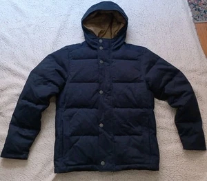 Timberland 75/25 Duck Down Quilted Hooded Puffer Jacket Size S Navy Tan - Bild 1 von 10