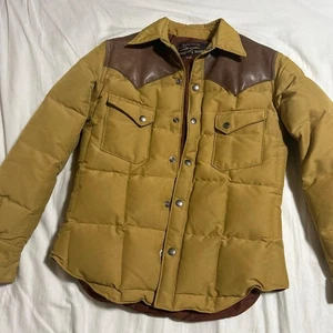 Sugar Cane Down Leather Yoke Japan Made Winter Jacket S Size Brown Vintage - Picture 1 of 4