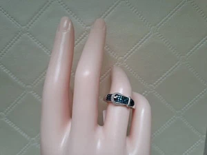 Blue & White Diamond Buckle Design Ring Size M - Picture 1 of 8