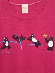 Vintage 1984 Los Angeles Summer Olympics Panda Pole Vault T-Shirt Women's Small - Picture 1 of 10