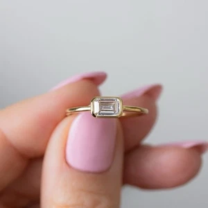 1 Ct Cut Moissanite 925.Gold Plated Ring - Picture 1 of 5