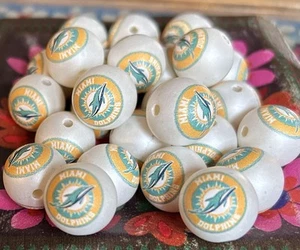 5 Piece MIAMI Football Acrylic Focal Beads 16mm NEW Sports Beads - Picture 1 of 3